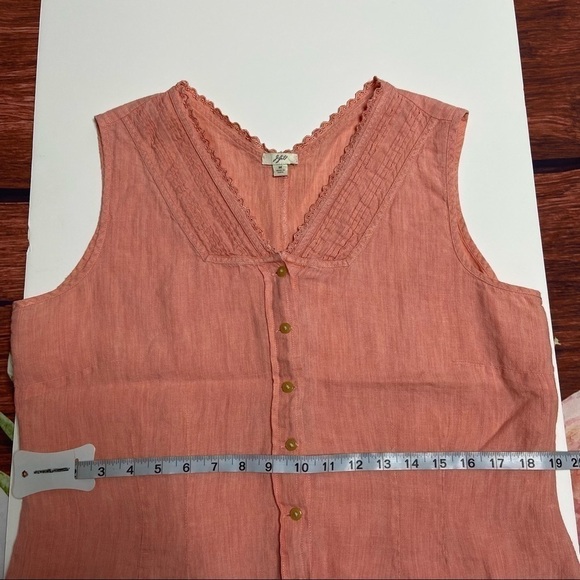 J. Jill Linen Sleeveless Button-front Top - Orange - M - Picture 2 of 7